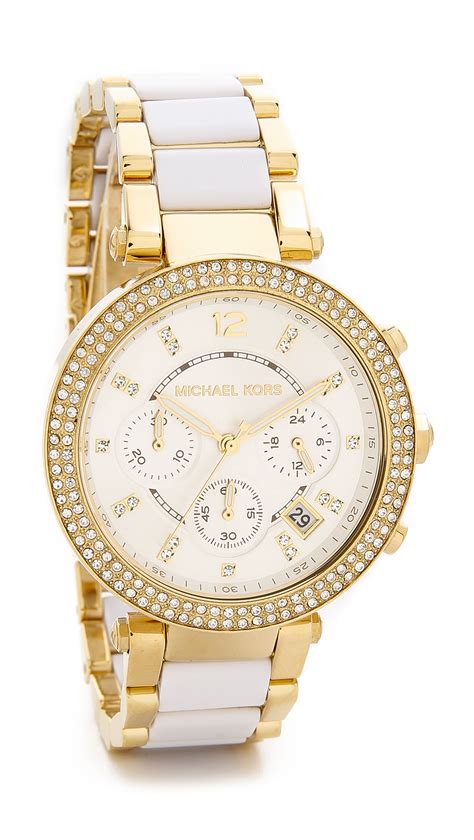 michael kors parker watch gold and white|Michael Kors mk5353 ladies watch.